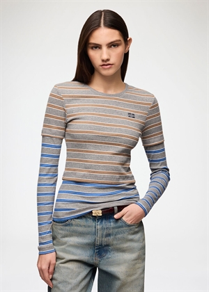 Soft cotton rib long sleeve double layer Strong Blue A1040472 Ganni 